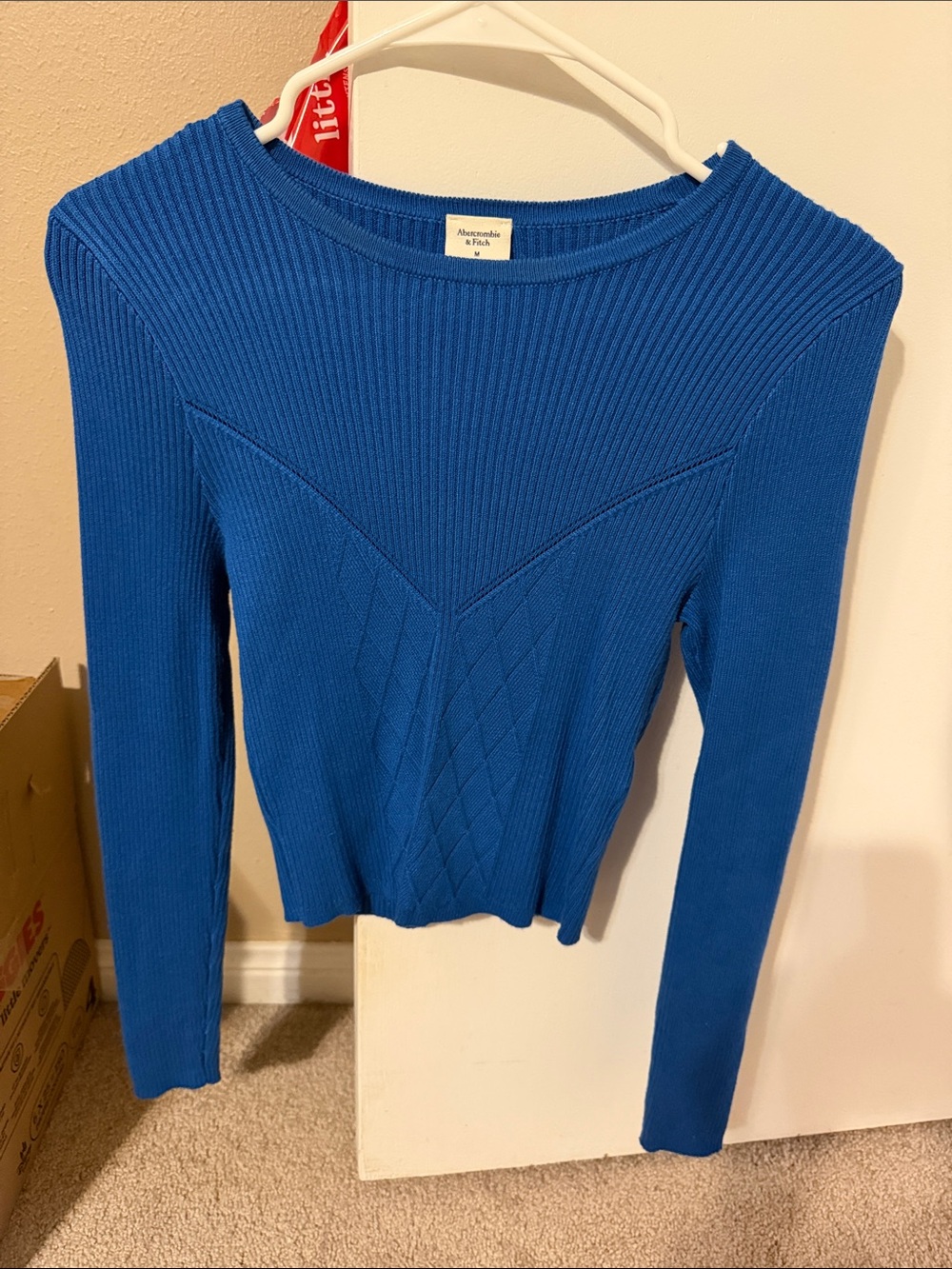Abercrombie & Fitch Royal Blue Ribbed Crewneck Sweater